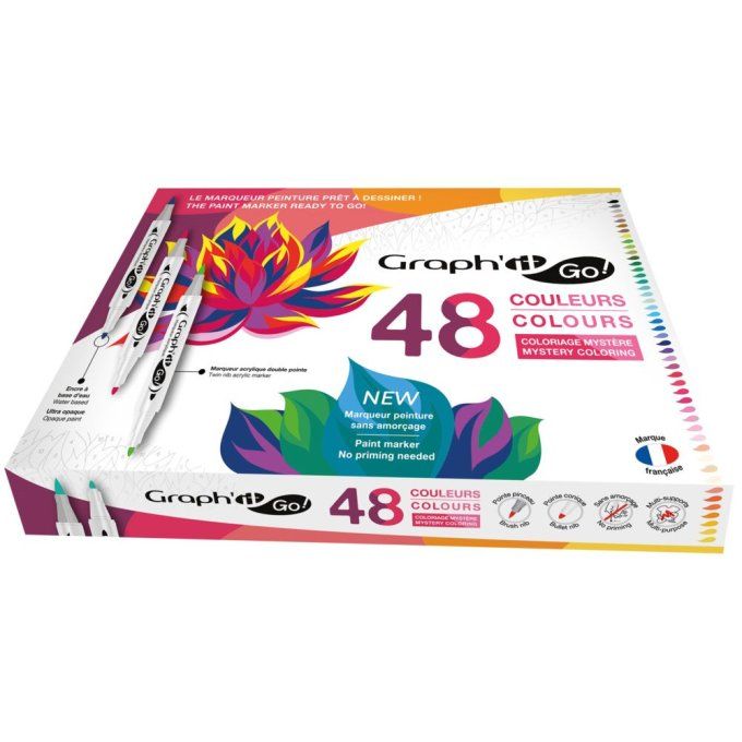 Graph'it Go - 48 marqueurs acryliques pour coloriage mystère et autres