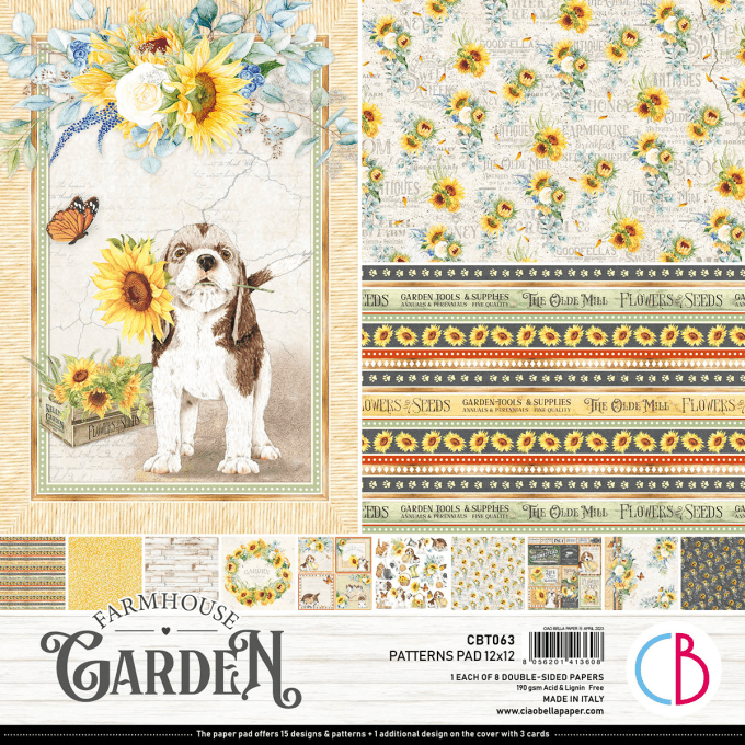 Ciao Bella, collection Farmhouse garden, Patterns,  30x30cm - 8 feuilles - 190gsm