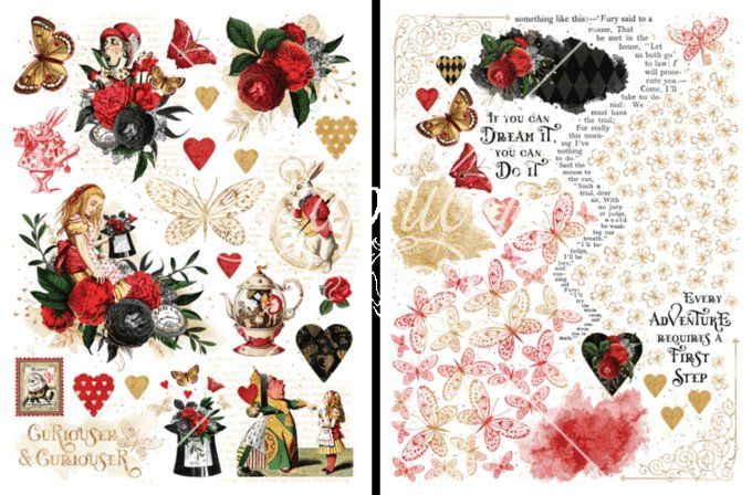 Ensemble de 2 feuilles de Rub-on, Collection Curiouser & Curiouser - Graphic 45 