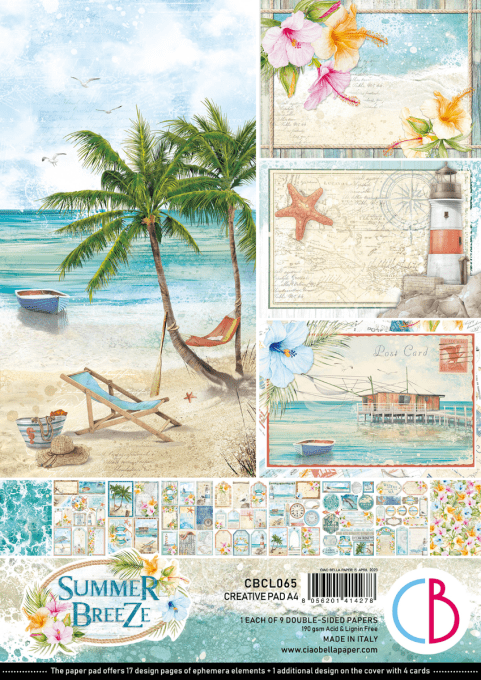 Ciao Bella, collection Summer breeze, Format A4 - 9 feuilles - 190gsm