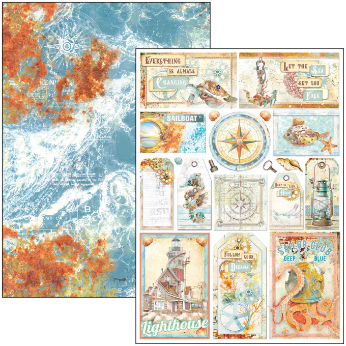 Ciao Bella, collection Coral reef, Format A4 - 9 feuilles - 190gsm 