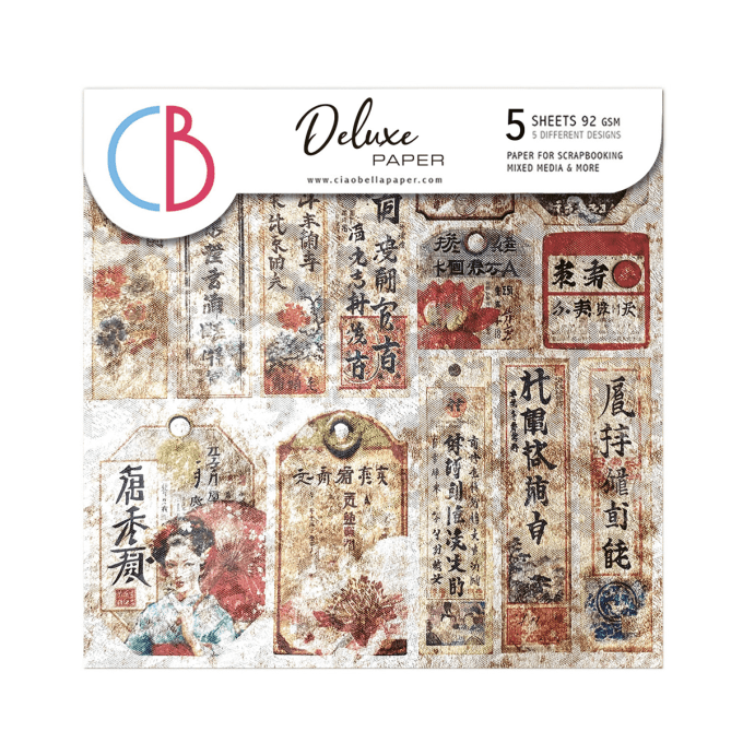 Deluxe paper Ciao Bella, Land of rising sun,  15x15cm - 5 feuilles - 92gsm