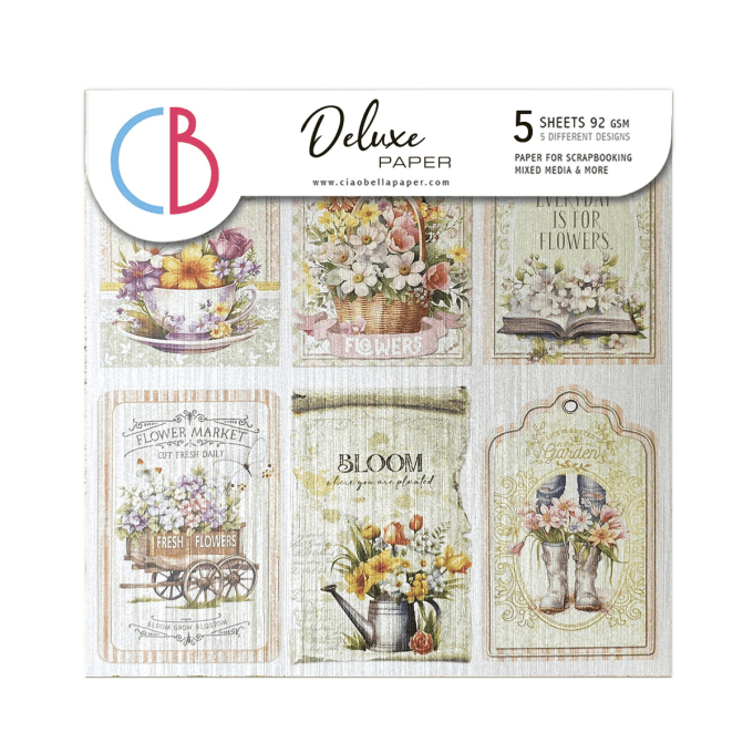 Deluxe paper Ciao Bella, Flower shop,  15x15cm - 5 feuilles - 92gsm - papier pearl