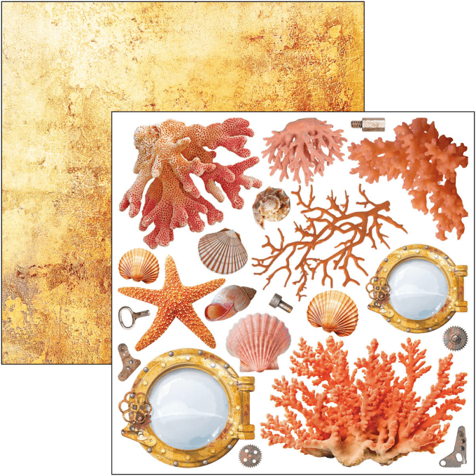 Ciao Bella, collection Coral reef, Format 15x15cm, 24 feuilles, 190gsm (éléments à découper)