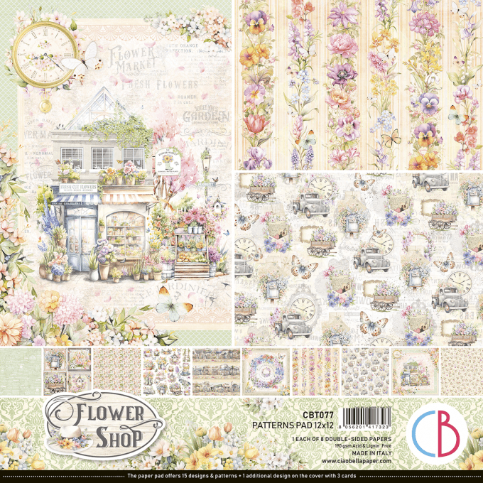 Ciao Bella, collection Flower shop, Patterns - 30x30cm - 8 feuilles - 190gsm