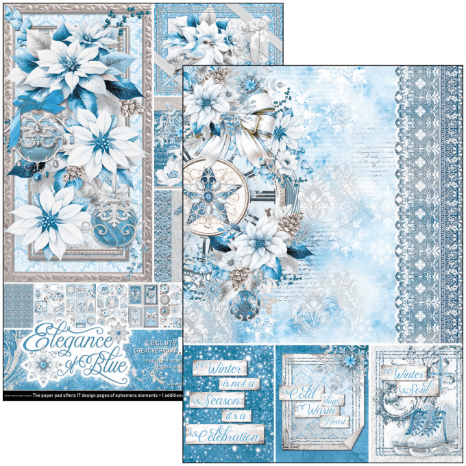 Ciao Bella, collection Elegance of blue, Format A4 - 9 feuilles - 190gsm 