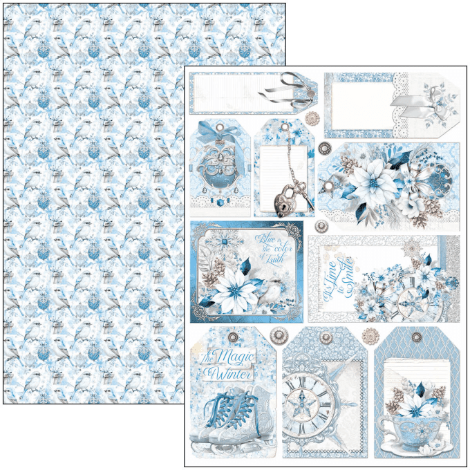 Ciao Bella, collection Elegance of blue, Format A4 - 9 feuilles - 190gsm 