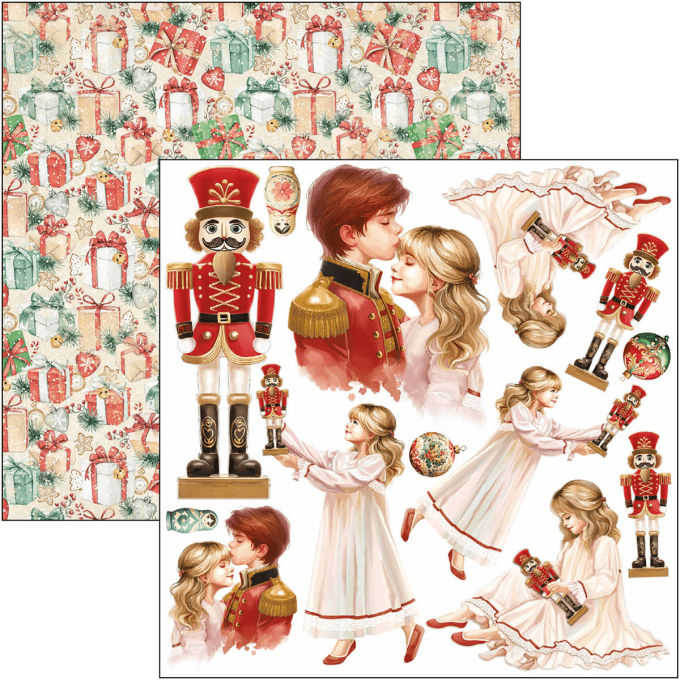 Ciao Bella, collection The Nutcracker, Format 15x15cm, 24 feuilles, 190gsm (éléments à découper)