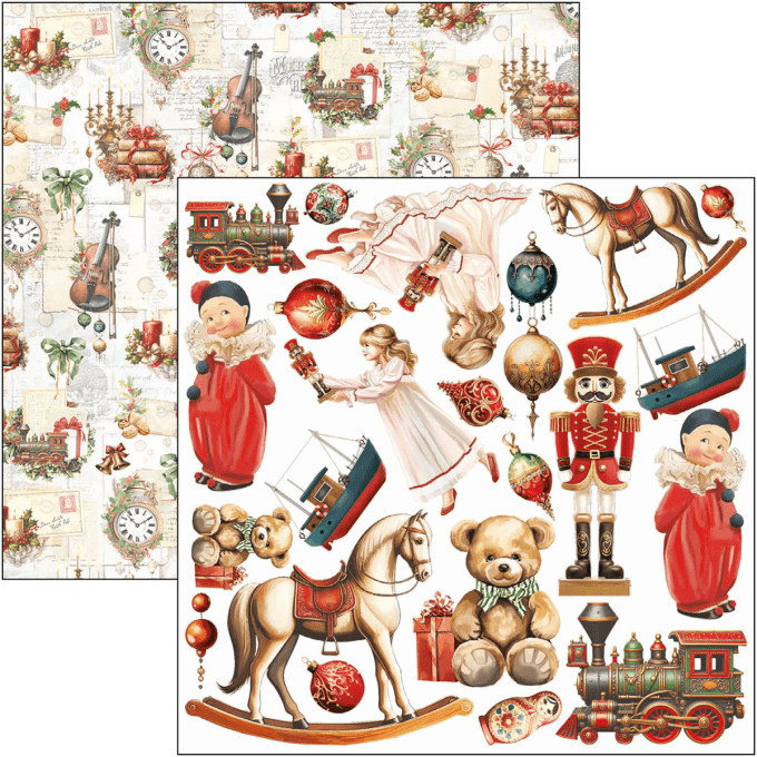 Ciao Bella, collection The Nutcracker, Format 15x15cm, 24 feuilles, 190gsm (éléments à découper)