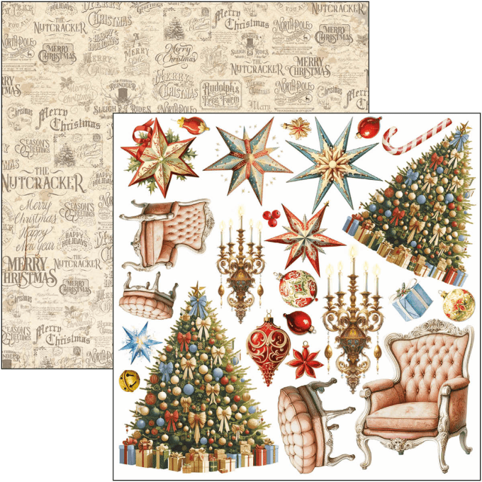 Ciao Bella, collection The Nutcracker, Format 15x15cm, 24 feuilles, 190gsm (éléments à découper)