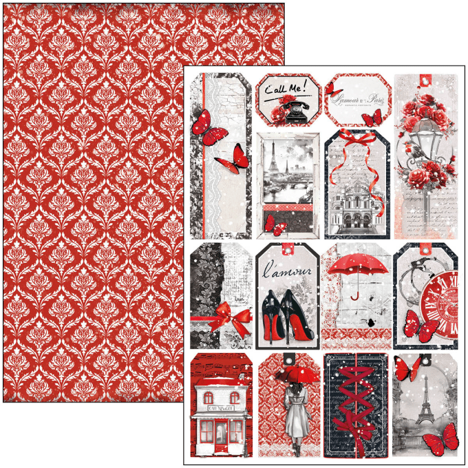 Ciao Bella, collection Paris je t'aime, Format A4 - 9 feuilles - 190gsm