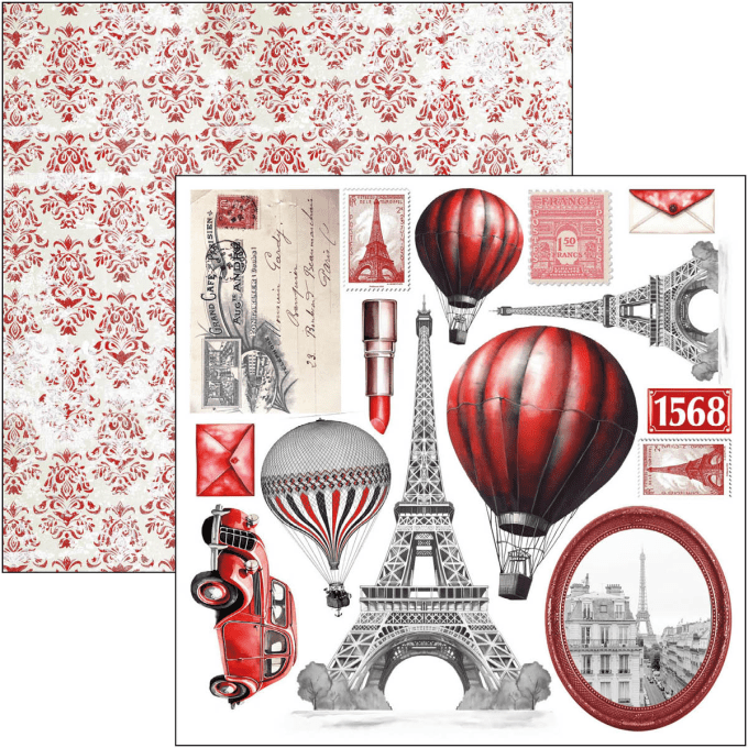 Ciao Bella, collection Paris Je T'aime, Format 15x15cm, 24 feuilles, 190gsm (éléments à découper) 