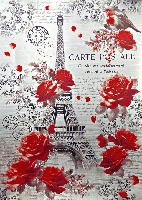 Deluxe paper Ciao Bella, Paris je t'aime,  Format A4 - 5 feuilles - 120gsm