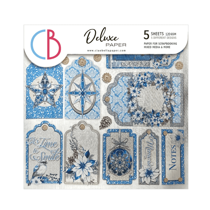 Deluxe paper Ciao Bella, Elegance of blue,  15x15cm - 5 feuilles - 92gsm 