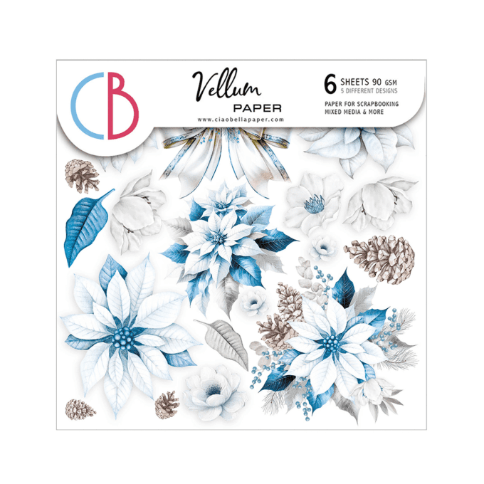 Ciao Bella, Papier vellum - collection Elegance of blue - 15x15cm - 6 feuilles, 92g