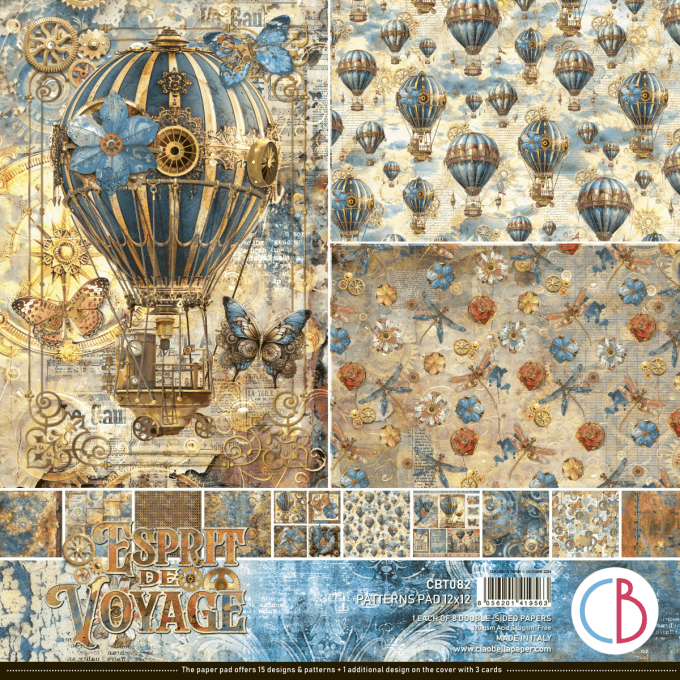 Ciao Bella, collection Esprit de voyage - 30x30cm - 12 feuilles - 190gsm, Patterns