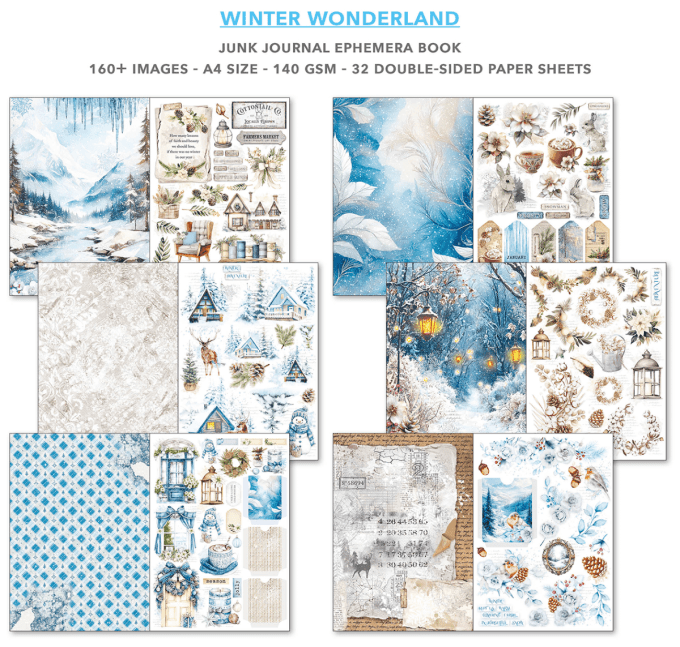 Winter wonderland, format A4 - 32 feuilles de papier recto verso