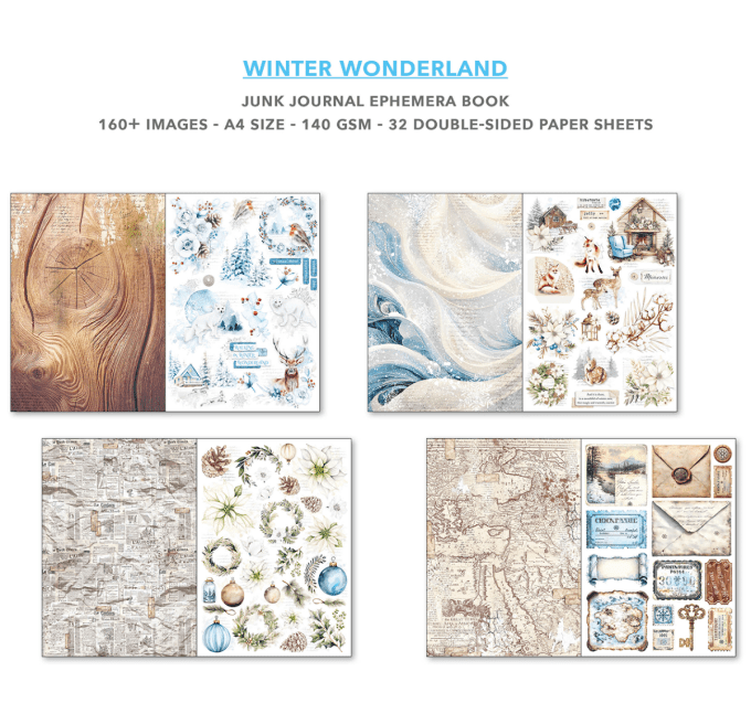 Winter wonderland, format A4 - 32 feuilles de papier recto verso