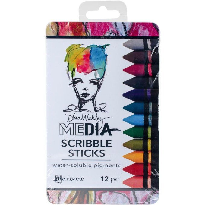 12 crayons, façon bâtonnet, scribble sticks, à pigment - Ranger, Dina Wakley