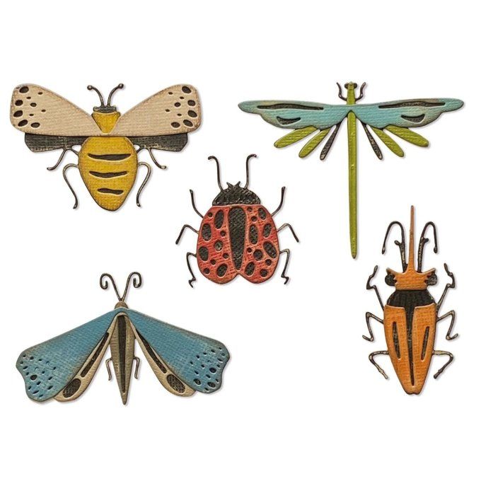 5 Dies/matrices de découpe, Sizzix by Tim Holtz - Funky insects