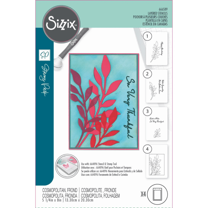 Pochoir - Sizzix - Layered stencils - dimension : 13.30x20.30cm environ