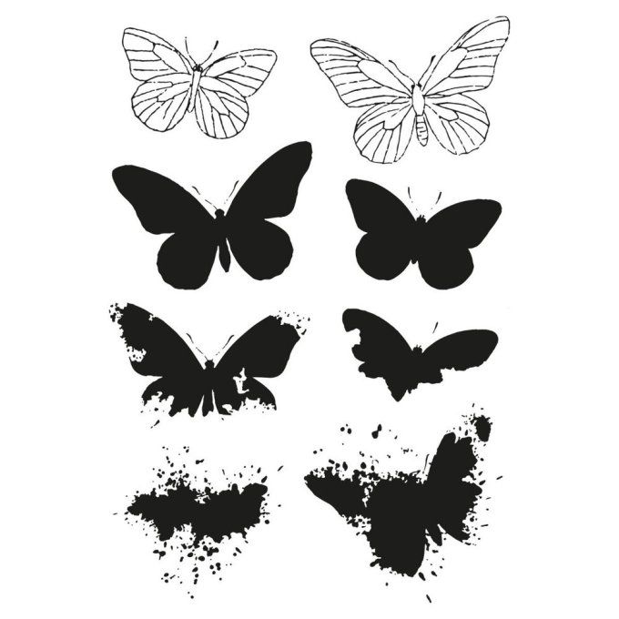 Sizzix, 8 Tampons et 2 dies, Papillons