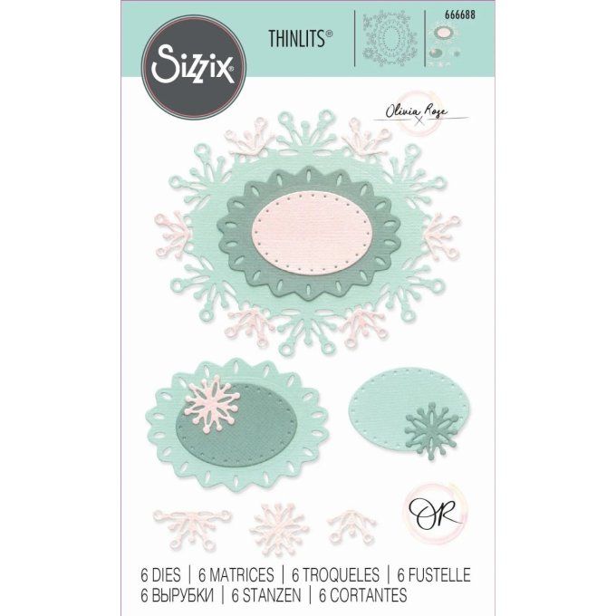 6 Dies/matrices de découpe, Sizzix, étiquettes flocons