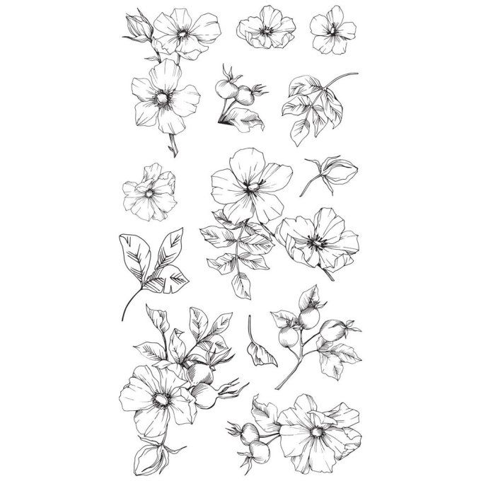 Sizzix, Planche de 13 tampons - Fleurs sauvages