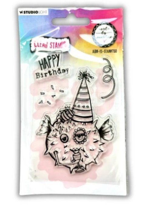 4 Tampons clears, Collec. Happy birthday -dim. de la planche: 7x10.5cm environ