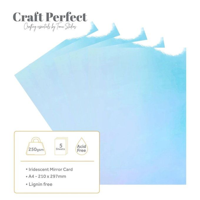 Papier craft perfect, Tonic Studio,Mirror card,format A4, 250g, 5 feuilles, Bejeweled blue