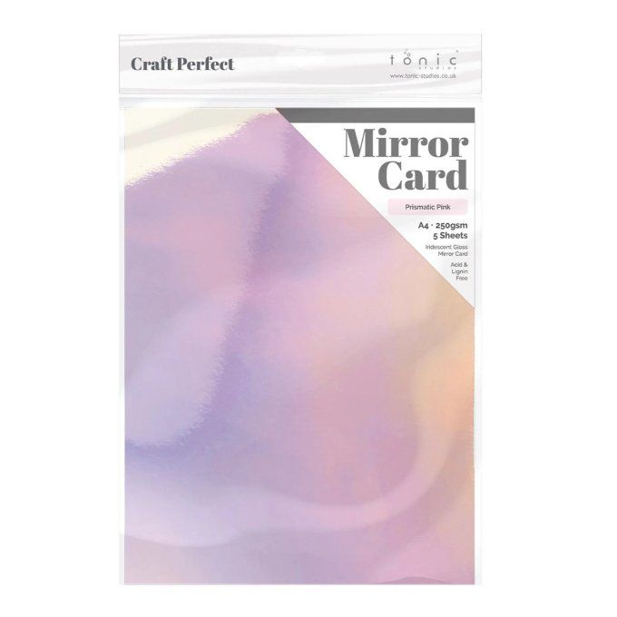 Papier craft perfect, Tonic Studio,Mirror card,format A4, 250g, 5 feuilles, Prismatic pink