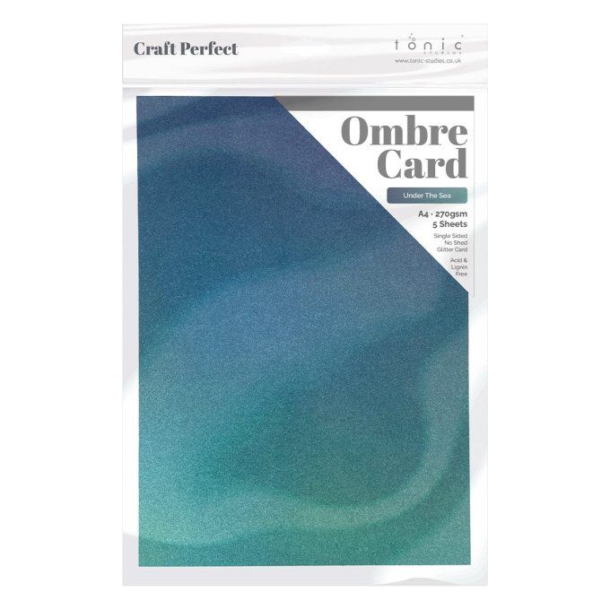 Craft perfect, Tonic Studio, Ombre card, format A4, 270g, 5 feuilles, Under the sea