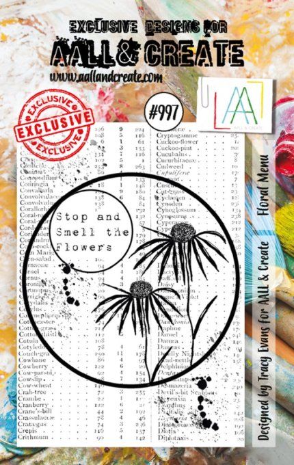 Tampon - AALL&Create - Floral menu - dimension : 7x9.7cm env. 