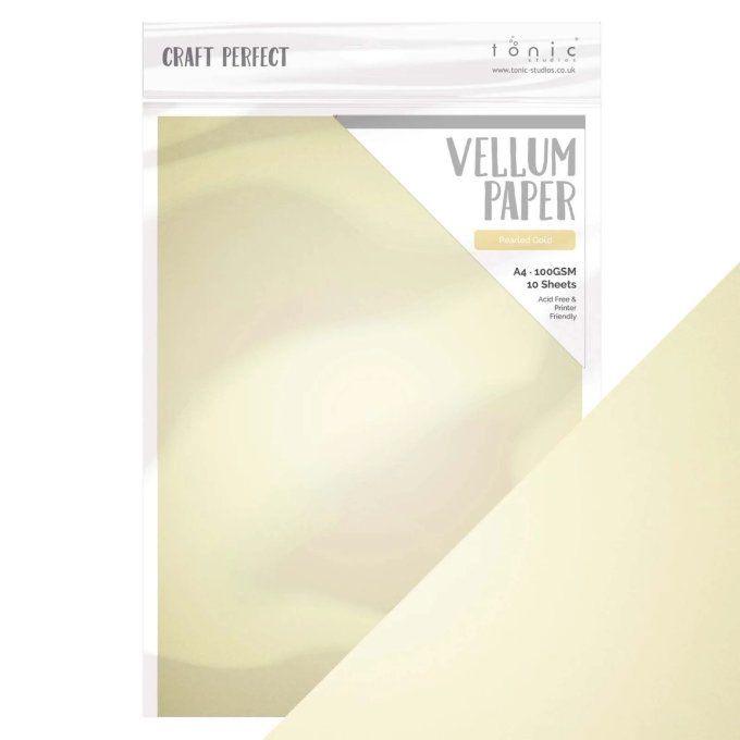 10 feuilles Vellum, pearled gold, Tonic Studio, format A4 - 100g