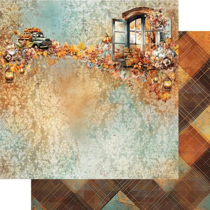 Ensemble de 6 feuilles, 30x30cm, collection : In Autumn Colors