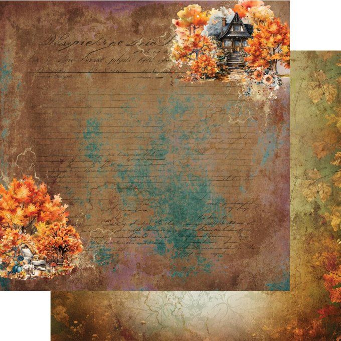 Ensemble de 6 feuilles, 30x30cm, collection : In Autumn Colors