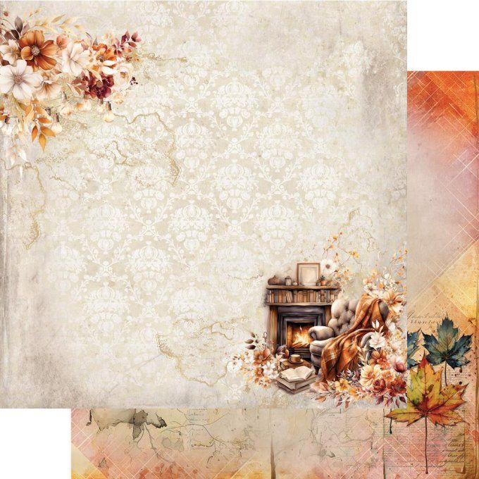 Ensemble de 6 feuilles, 30x30cm, collection : In Autumn Colors