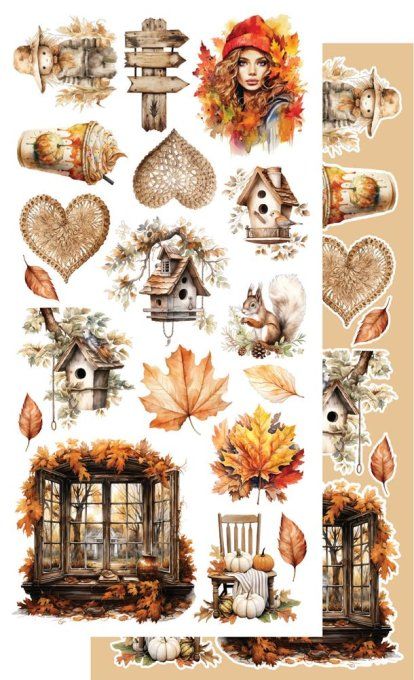 6 feuilles, 15x30cm, collection : In Autumn Colors