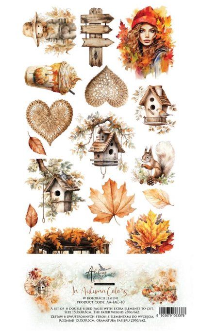 6 feuilles, 15x30cm, collection : In Autumn Colors