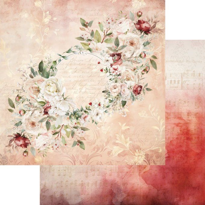 Ensemble de 6 feuilles, 30x30cm, collection : Melody of the heart - 250g 