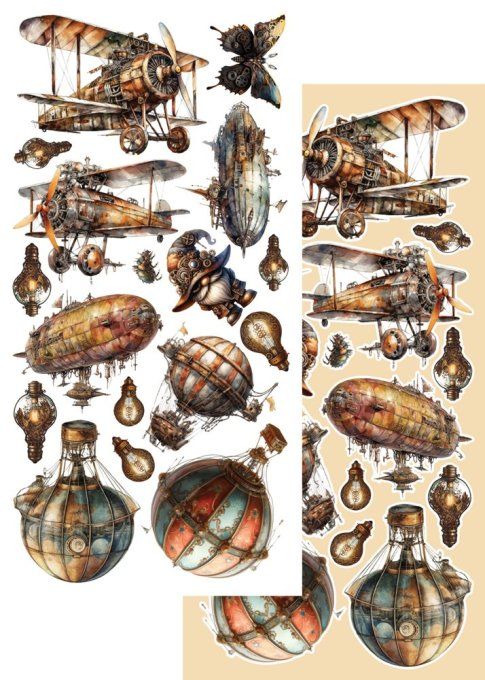 7 feuilles, 15x30cm, collection : Steampunk time