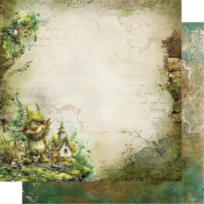 Ensemble de 6 feuilles, 30x30cm, collection : Tales of Moss and Fern