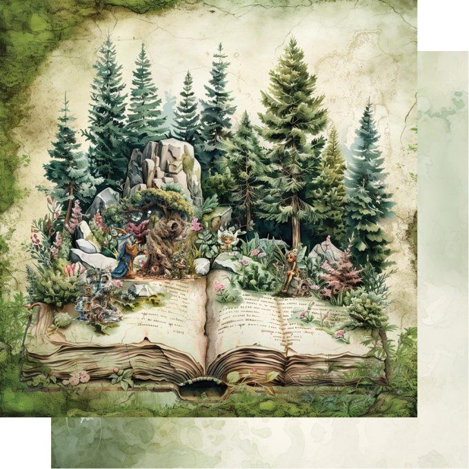 Ensemble de 6 feuilles, 30x30cm, collection : Tales of Moss and Fern