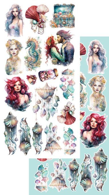 Ensemble de 7 feuilles, 15x30.5cm, collection : Underwater world - 250g