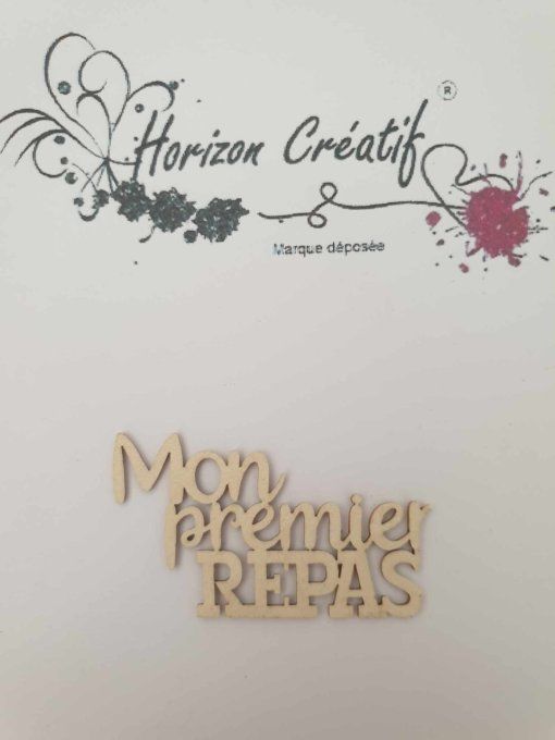 Chipboard : mon premier repas, Horizon Créatif, à l'unité - 5.6x3.3cm environ 