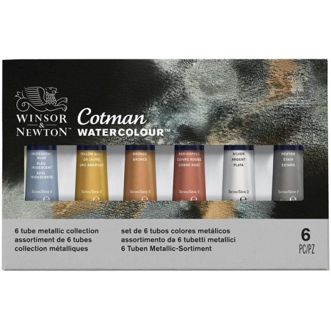 Winsor & Newton - 6 tubes de 8ml - couleur métallique