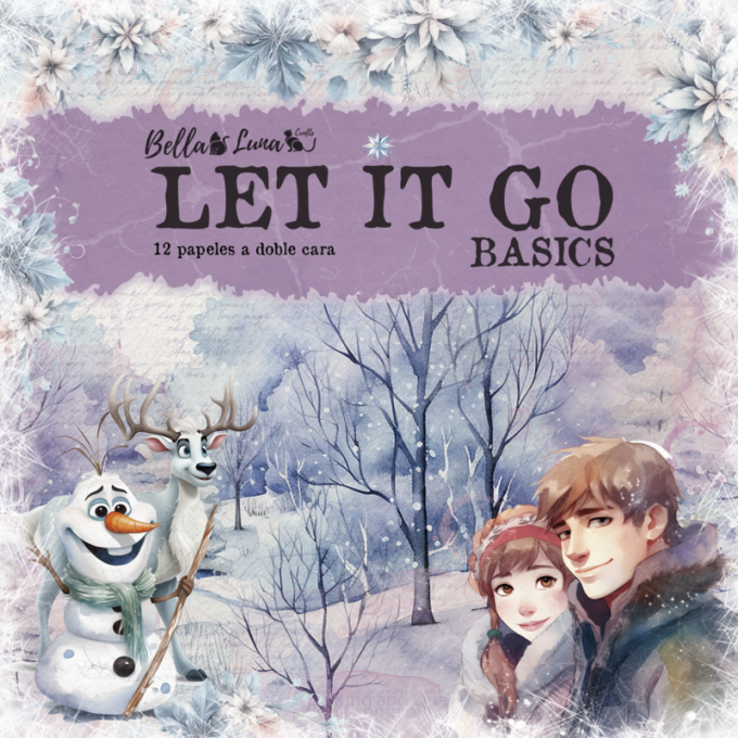 Ensemble de 12 feuilles motif recto verso, 30x30 - Let it go, basic - BellaLuna crafts