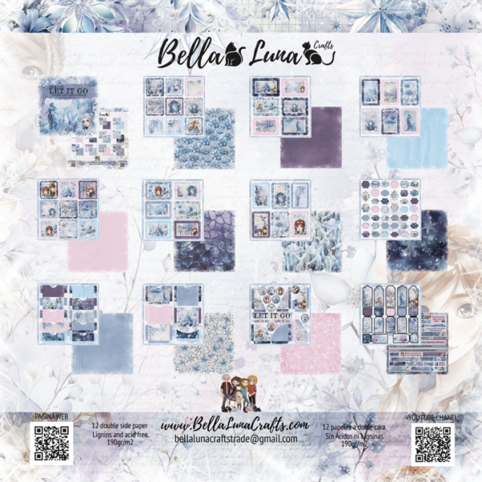 12 feuilles motif recto verso, 30x30 - Let it go, frames &  complements, BellaLuna crafts