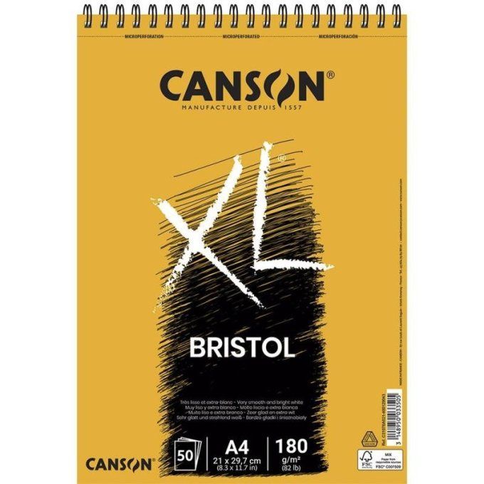 Canson, format A4, Bristol - 180g - 50 feuilles