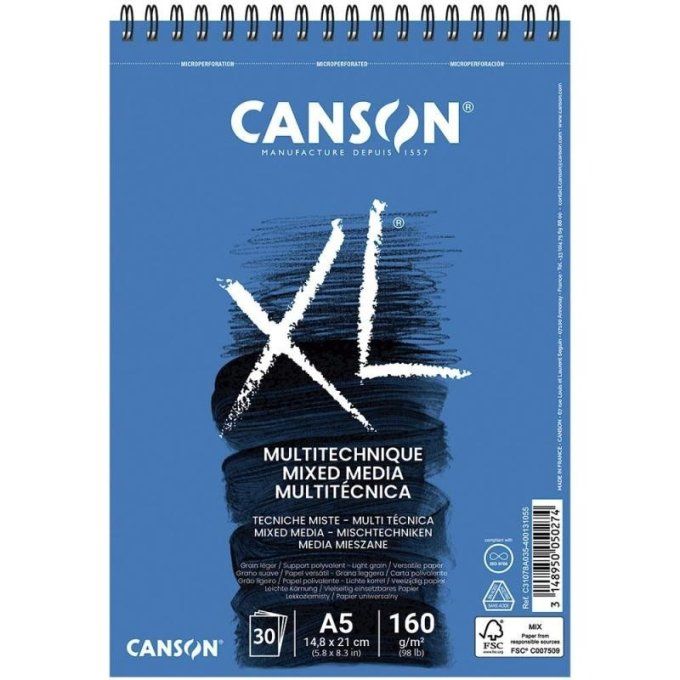 Canson, format A5, Multitechnique - 160g - 30 feuilles 